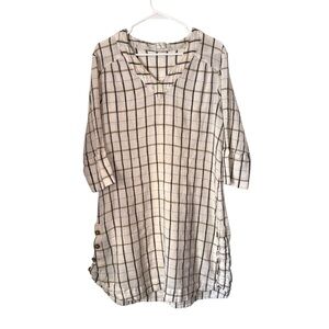 Poetry London Plaid Gauze Tunic US 16 Relaxed Boho Lagenlook Top